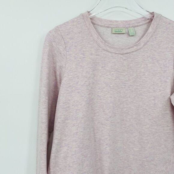 LOGO Lounge Size Small Pink Heathered French Terry Top w/ Asymmetric Hem - Picture 4 of 6